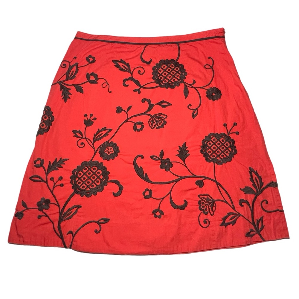 Early 2000’s Embroidered Red Black Skirt